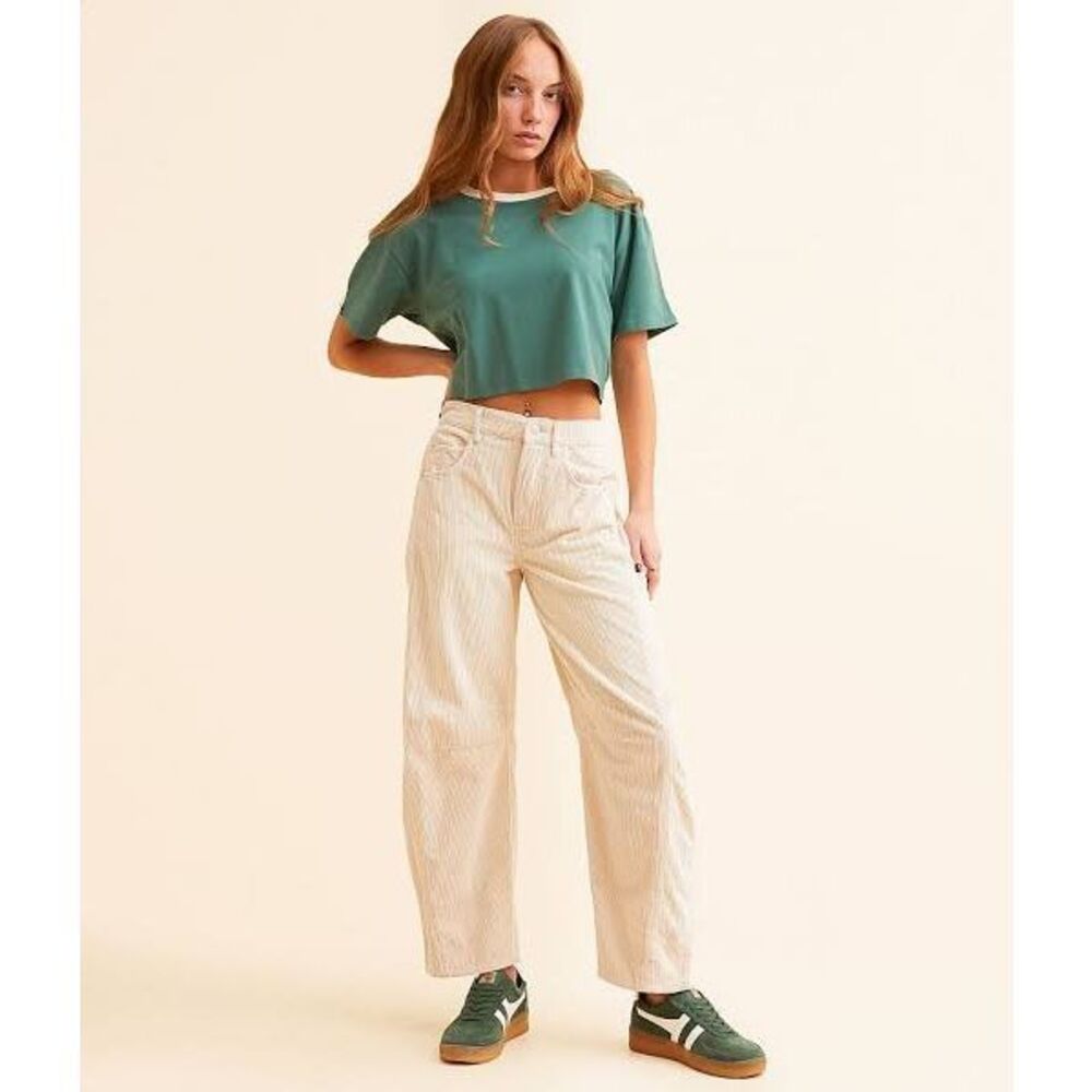 Free People We The Free Good Luck Mid-Rise Cord Barrel Jeans Size 28 - Picture 1 of 6